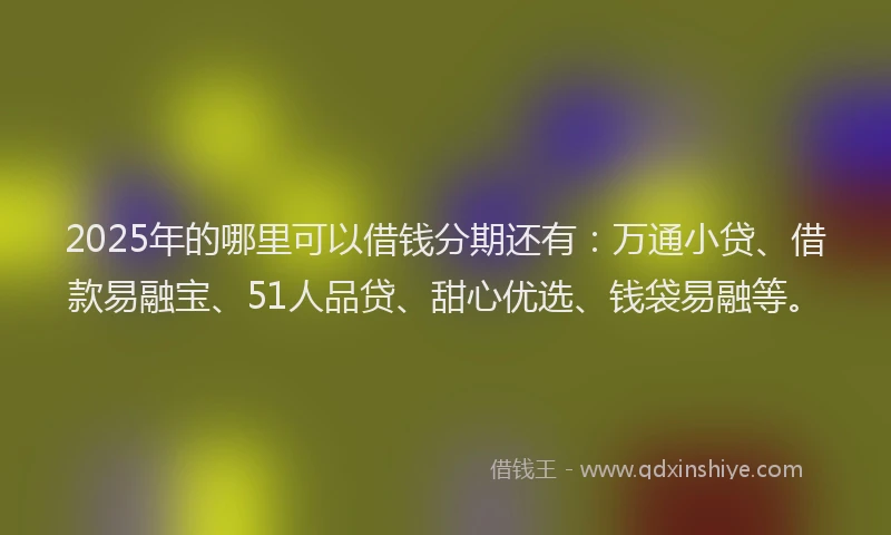 2025年的哪里可以借钱分期还有：万通小贷、借款易融宝、51人品贷、甜心优选、钱袋易融等。