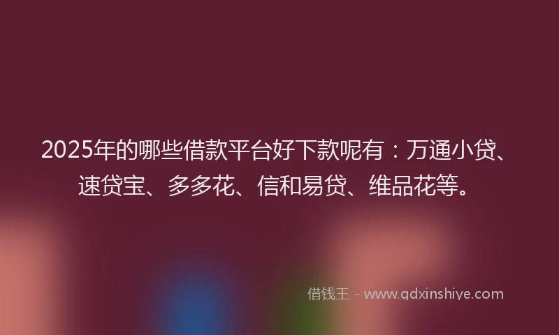 2025年的哪些借款平台好下款呢有：万通小贷、速贷宝、多多花、信和易贷、维品花等。