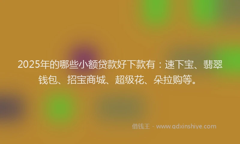 2025年的哪些小额贷款好下款有：速下宝、翡翠钱包、招宝商城、超级花、朵拉购等。