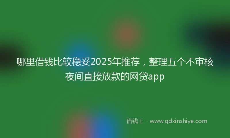 哪里借钱比较稳妥2025年推荐，整理五个不审核夜间直接放款的网贷app