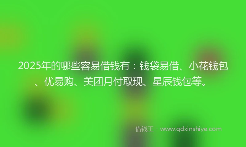 2025年的哪些容易借钱有：钱袋易借、小花钱包、优易购、美团月付取现、星辰钱包等。