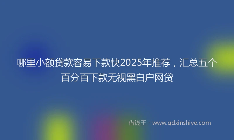 哪里小额贷款容易下款快2025年推荐，汇总五个百分百下款无视黑白户网贷