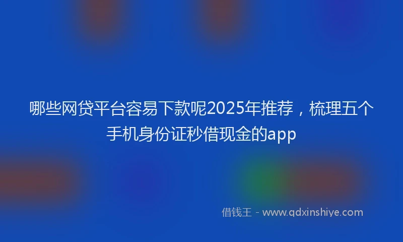 哪些网贷平台容易下款呢2025年推荐，梳理五个手机身份证秒借现金的app