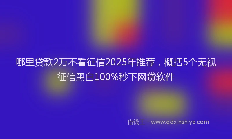 哪里贷款2万不看征信2025年推荐，概括5个无视征信黑白100%秒下网贷软件