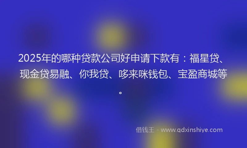 2025年的哪种贷款公司好申请下款有：福星贷、现金贷易融、你我贷、哆来咪钱包、宝盈商城等。