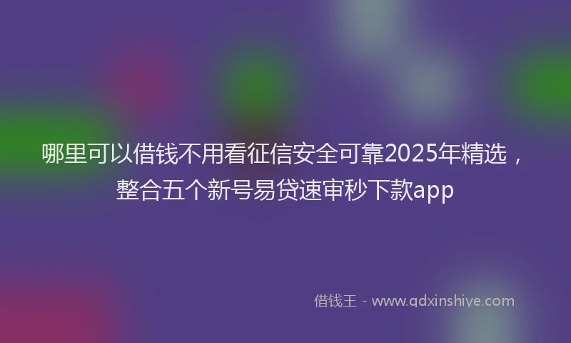 哪里可以借钱不用看征信安全可靠2025年精选，整合五个新号易贷速审秒下款app