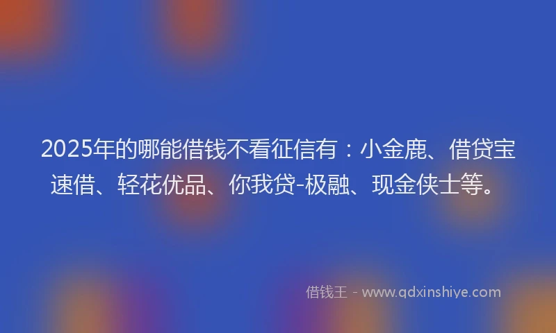 2025年的哪能借钱不看征信有：小金鹿、借贷宝速借、轻花优品、你我贷-极融、现金侠士等。