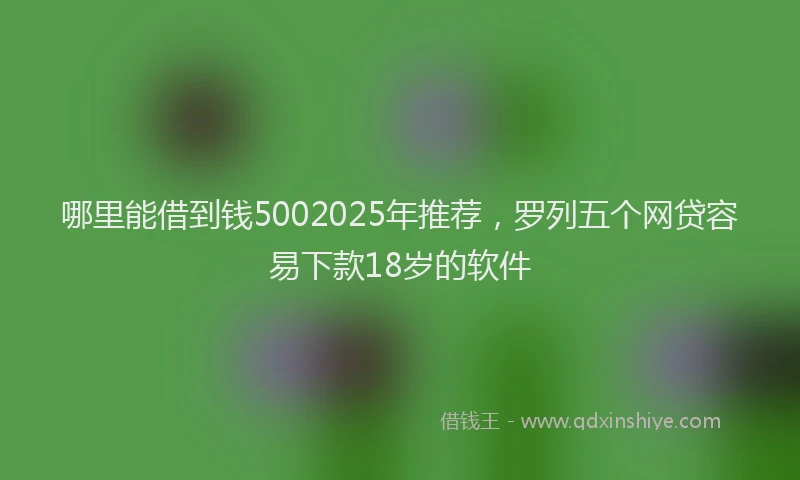 哪里能借到钱5002025年推荐，罗列五个网贷容易下款18岁的软件