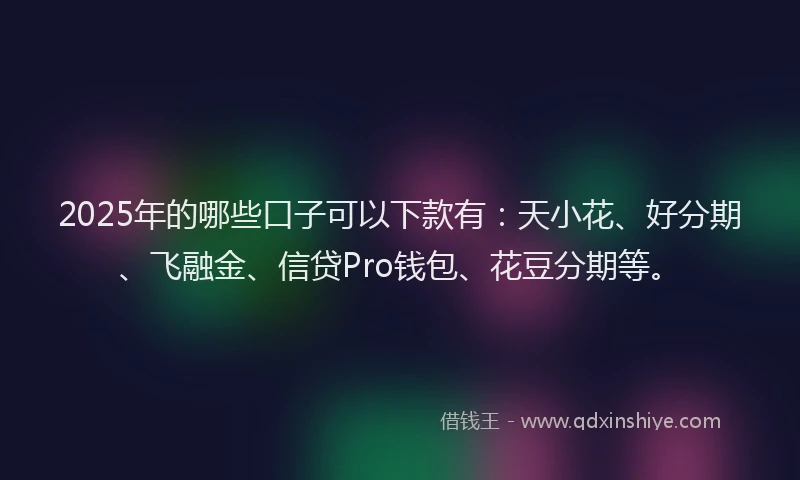 2025年的哪些口子可以下款有：天小花、好分期、飞融金、信贷Pro钱包、花豆分期等。