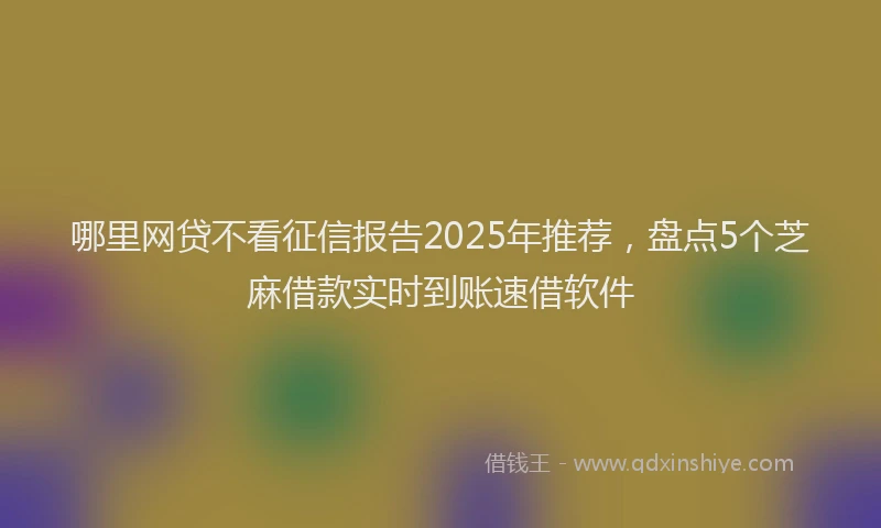 哪里网贷不看征信报告2025年推荐，盘点5个芝麻借款实时到账速借软件