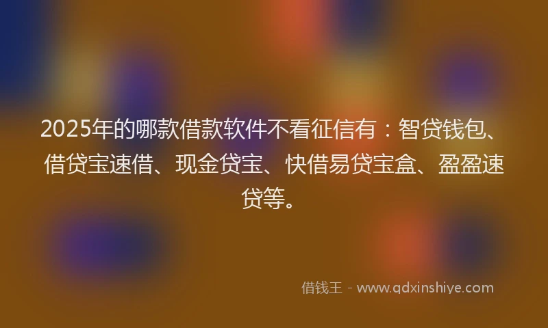 2025年的哪款借款软件不看征信有：智贷钱包、借贷宝速借、现金贷宝、快借易贷宝盒、盈盈速贷等。