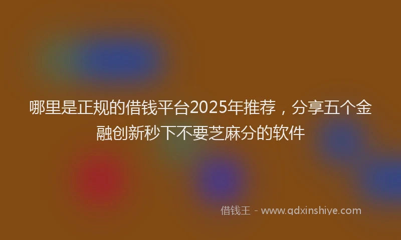 哪里是正规的借钱平台2025年推荐，分享五个金融创新秒下不要芝麻分的软件