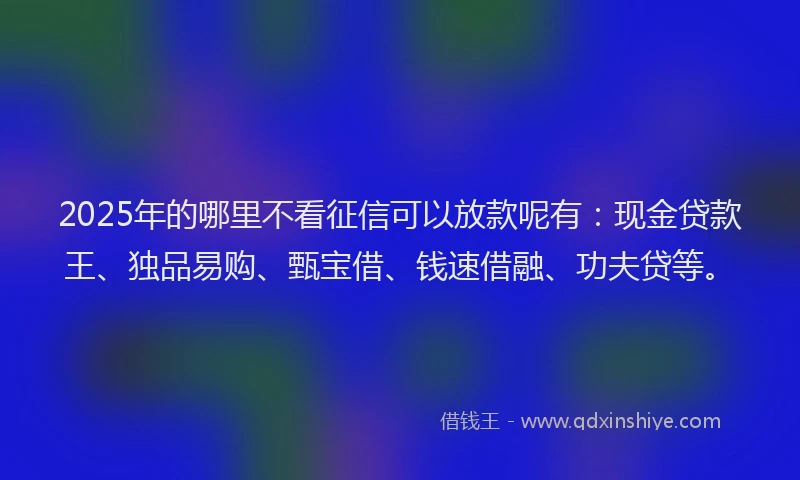 2025年的哪里不看征信可以放款呢有：现金贷款王、独品易购、甄宝借、钱速借融、功夫贷等。