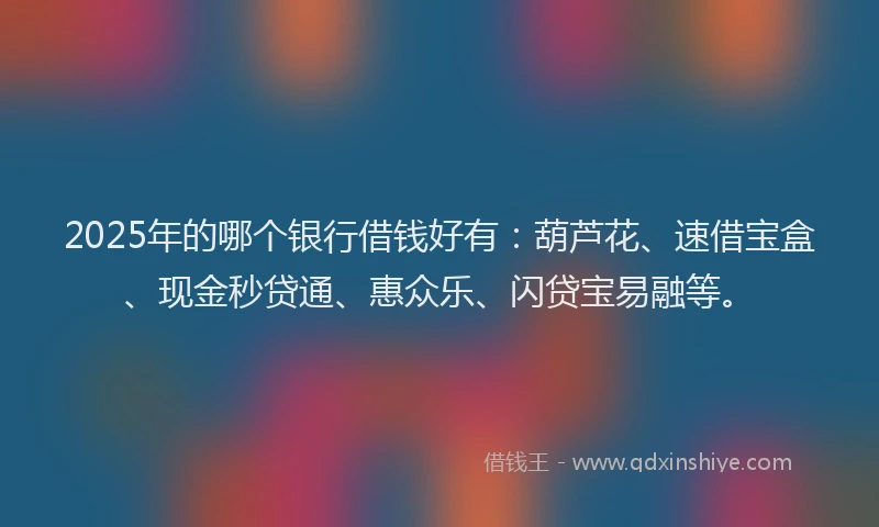 2025年的哪个银行借钱好有：葫芦花、速借宝盒、现金秒贷通、惠众乐、闪贷宝易融等。