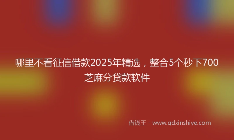 哪里不看征信借款2025年精选，整合5个秒下700芝麻分贷款软件