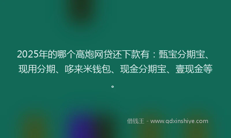 2025年的哪个高炮网贷还下款有：甄宝分期宝、现用分期、哆来米钱包、现金分期宝、壹现金等。