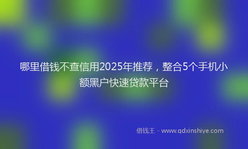 哪里借钱不查信用2025年推荐，整合5个手机小额黑户快速贷款平台