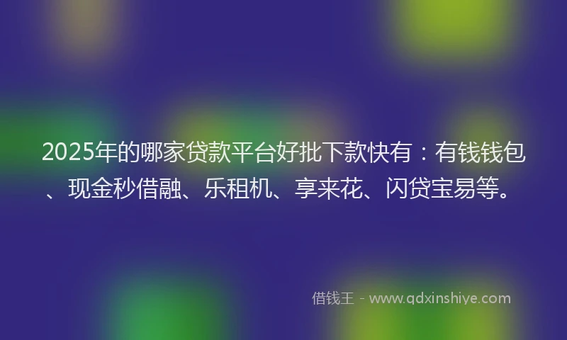 2025年的哪家贷款平台好批下款快有：有钱钱包、现金秒借融、乐租机、享来花、闪贷宝易等。