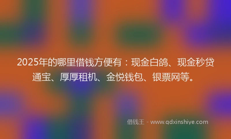 2025年的哪里借钱方便有：现金白鸽、现金秒贷通宝、厚厚租机、金悦钱包、银票网等。