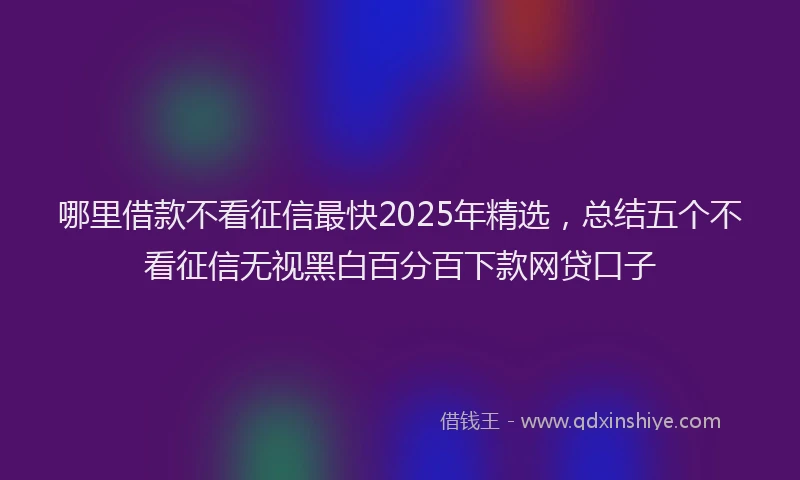 哪里借款不看征信最快2025年精选，总结五个不看征信无视黑白百分百下款网贷口子