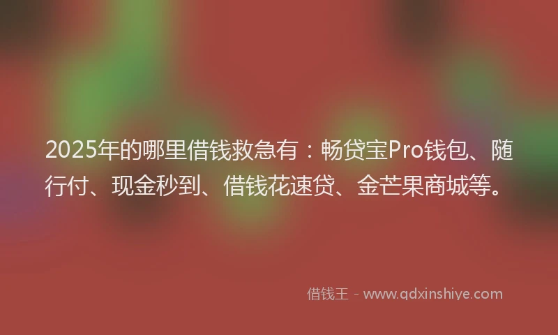 2025年的哪里借钱救急有：畅贷宝Pro钱包、随行付、现金秒到、借钱花速贷、金芒果商城等。