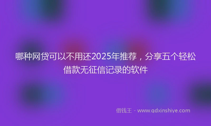 哪种网贷可以不用还2025年推荐，分享五个轻松借款无征信记录的软件