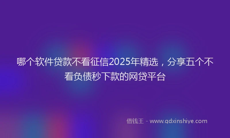 哪个软件贷款不看征信2025年精选,分享五个不看负债秒下款的网贷平台