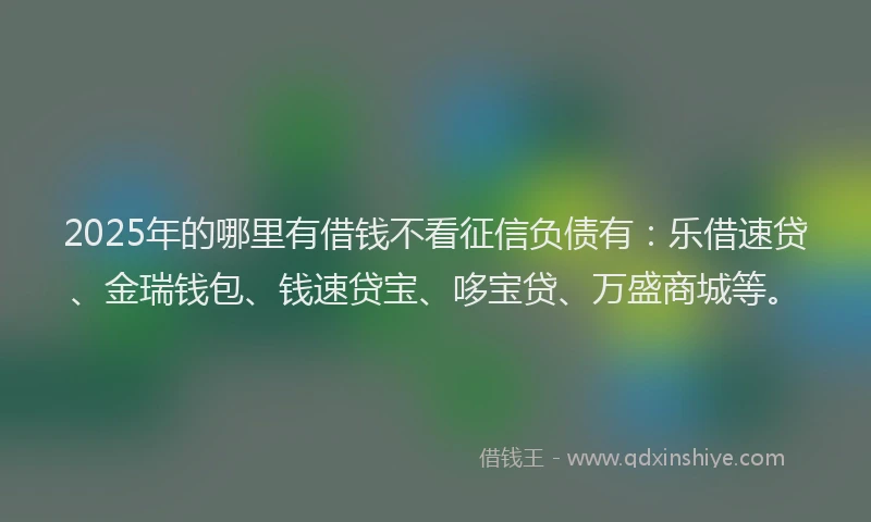 2025年的哪里有借钱不看征信负债有：乐借速贷、金瑞钱包、钱速贷宝、哆宝贷、万盛商城等。