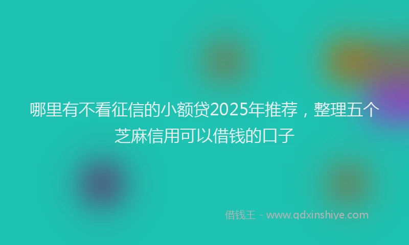 哪里有不看征信的小额贷2025年推荐，整理五个芝麻信用可以借钱的口子