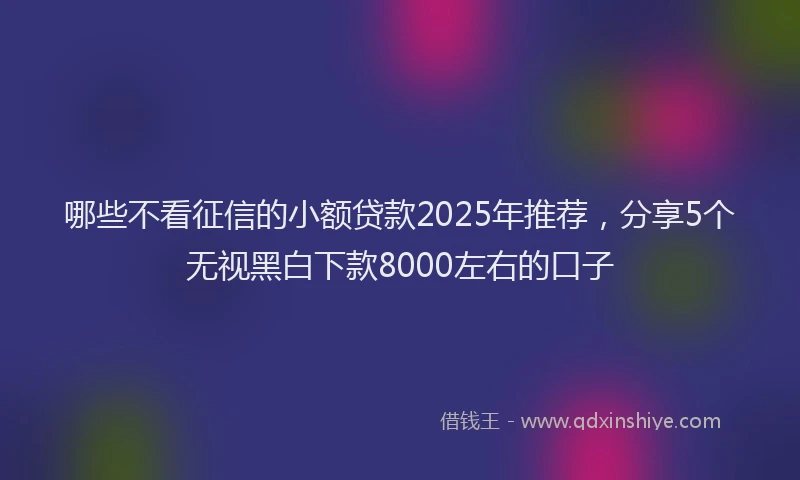 哪些不看征信的小额贷款2025年推荐，分享5个无视黑白下款8000左右的口子