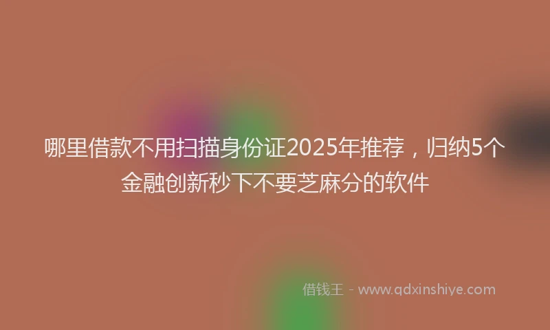 哪里借款不用扫描身份证2025年推荐，归纳5个金融创新秒下不要芝麻分的软件