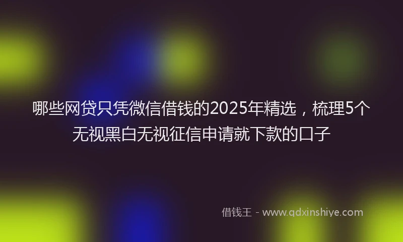 哪些网贷只凭微信借钱的2025年精选，梳理5个无视黑白无视征信申请就下款的口子