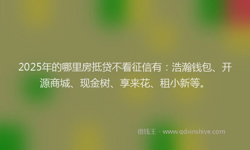2025年的哪里房抵贷不看征信有：浩瀚钱包、开源商城、现金树、享来花、租小新等。