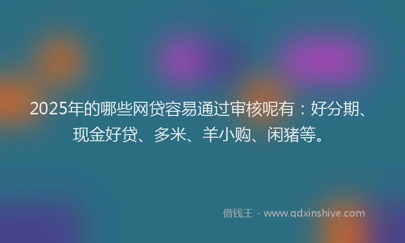 2025年的哪些网贷容易通过审核呢有：好分期、现金好贷、多米、羊小购、闲猪等。
