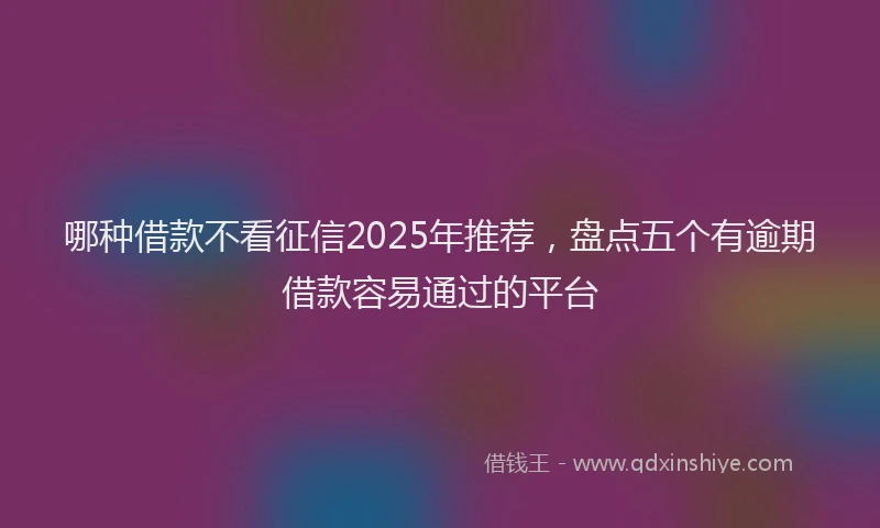 哪种借款不看征信2025年推荐,盘点五个有逾期借款容易通过的平台