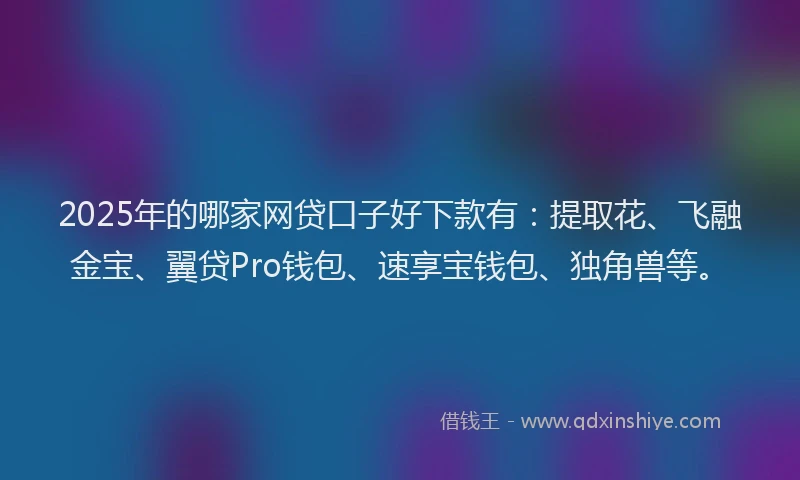 2025年的哪家网贷口子好下款有：提取花、飞融金宝、翼贷Pro钱包、速享宝钱包、独角兽等。