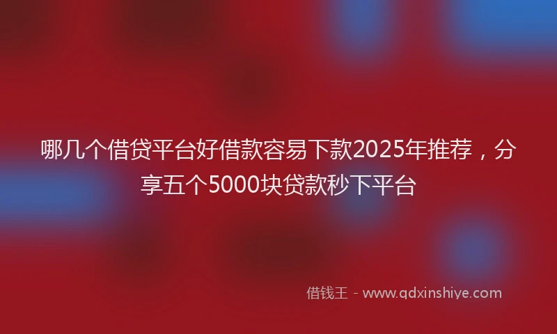 哪几个借贷平台好借款容易下款2025年推荐，分享五个5000块贷款秒下平台