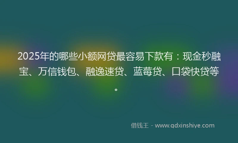 2025年的哪些小额网贷最容易下款有：现金秒融宝、万信钱包、融逸速贷、蓝莓贷、口袋快贷等。