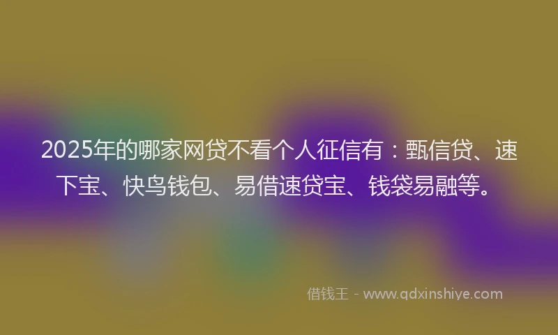 2025年的哪家网贷不看个人征信有：甄信贷、速下宝、快鸟钱包、易借速贷宝、钱袋易融等。