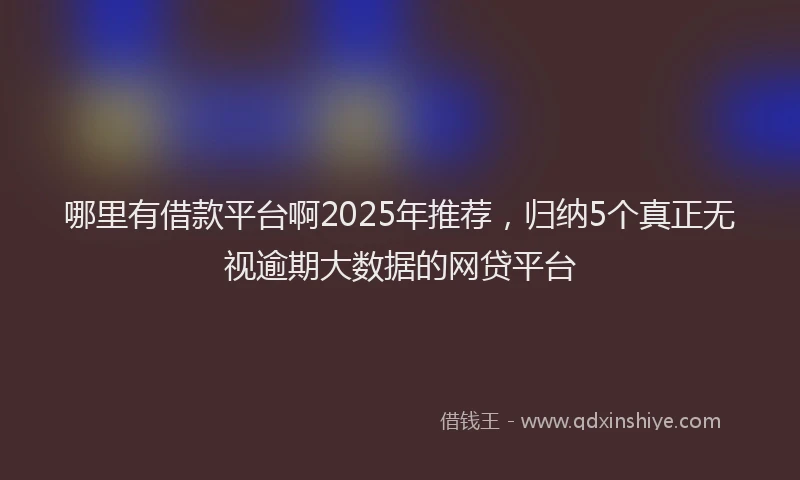 哪里有借款平台啊2025年推荐，归纳5个真正无视逾期大数据的网贷平台