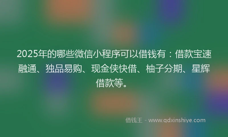 2025年的哪些微信小程序可以借钱有：借款宝速融通、独品易购、现金侠快借、柚子分期、星辉借款等。