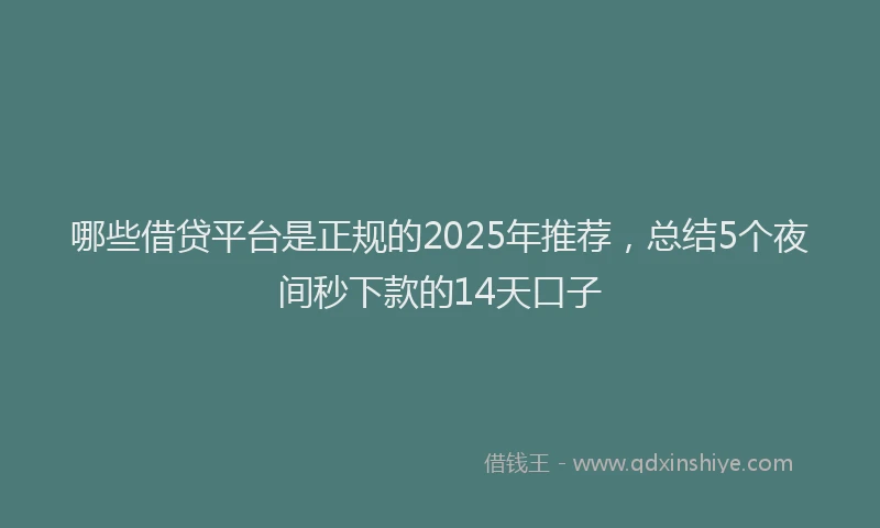 哪些借贷平台是正规的2025年推荐，总结5个夜间秒下款的14天口子