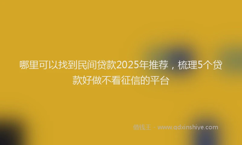 哪里可以找到民间贷款2025年推荐，梳理5个贷款好做不看征信的平台