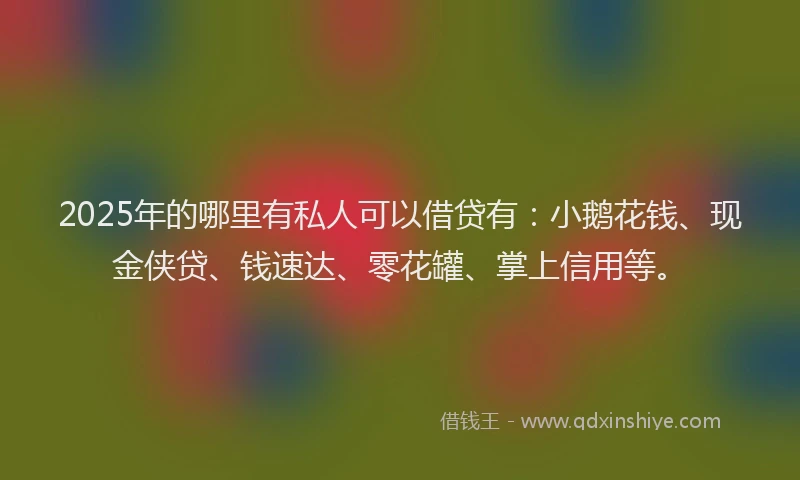 2025年的哪里有私人可以借贷有：小鹅花钱、现金侠贷、钱速达、零花罐、掌上信用等。