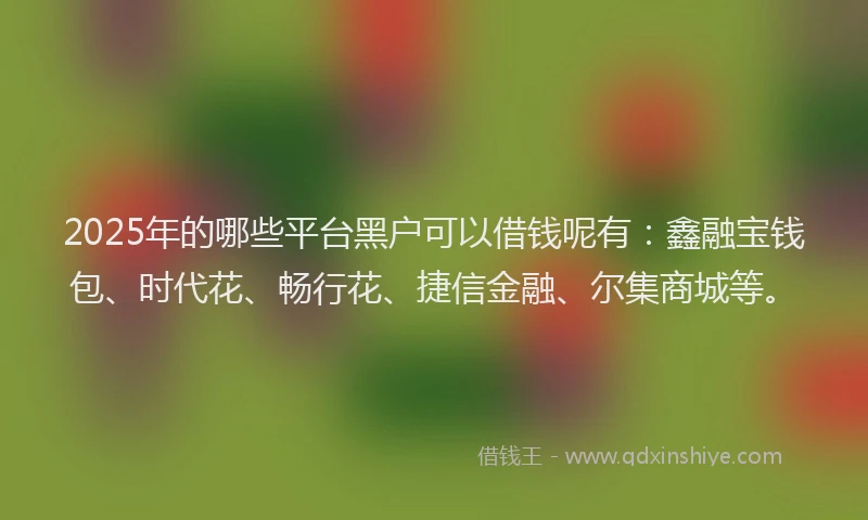 2025年的哪些平台黑户可以借钱呢有：鑫融宝钱包、时代花、畅行花、捷信金融、尔集商城等。