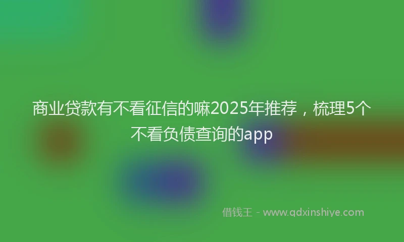商业贷款有不看征信的嘛2025年推荐，梳理5个不看负债查询的app