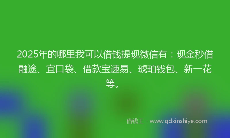2025年的哪里我可以借钱提现微信有：现金秒借融途、宜口袋、借款宝速易、琥珀钱包、新一花等。