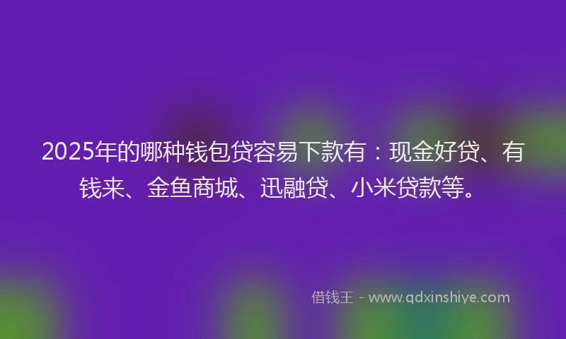 2025年的哪种钱包贷容易下款有：现金好贷、有钱来、金鱼商城、迅融贷、小米贷款等。