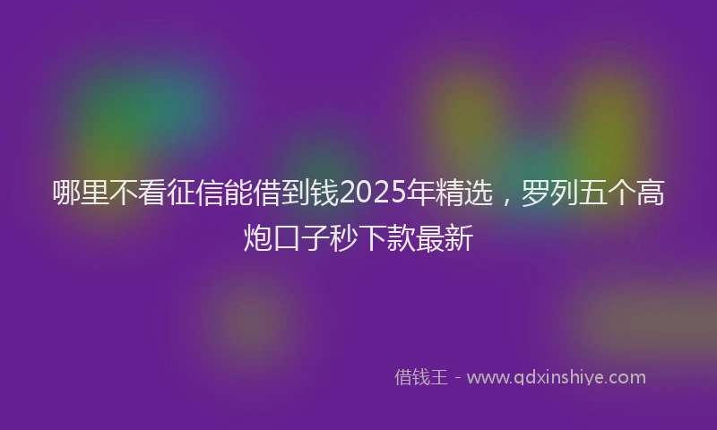 哪里不看征信能借到钱2025年精选，罗列五个高炮口子秒下款最新