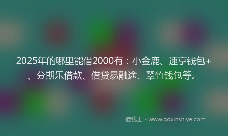 2025年的哪里能借2000有：小金鹿、速享钱包+、分期乐借款、借贷易融途、翠竹钱包等。